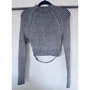 Cropped Ribbed Mockneck Sweater